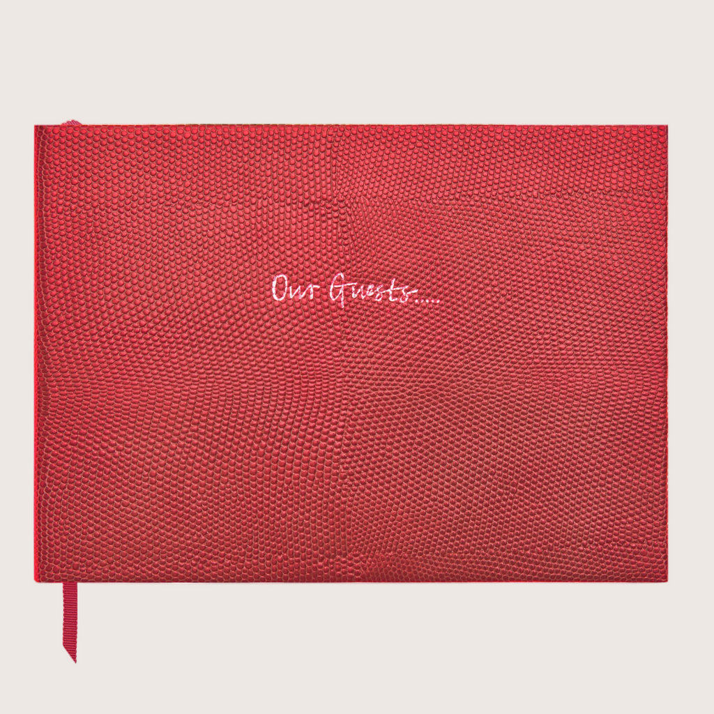 Guests Leather Book in Cherry Red Lizard