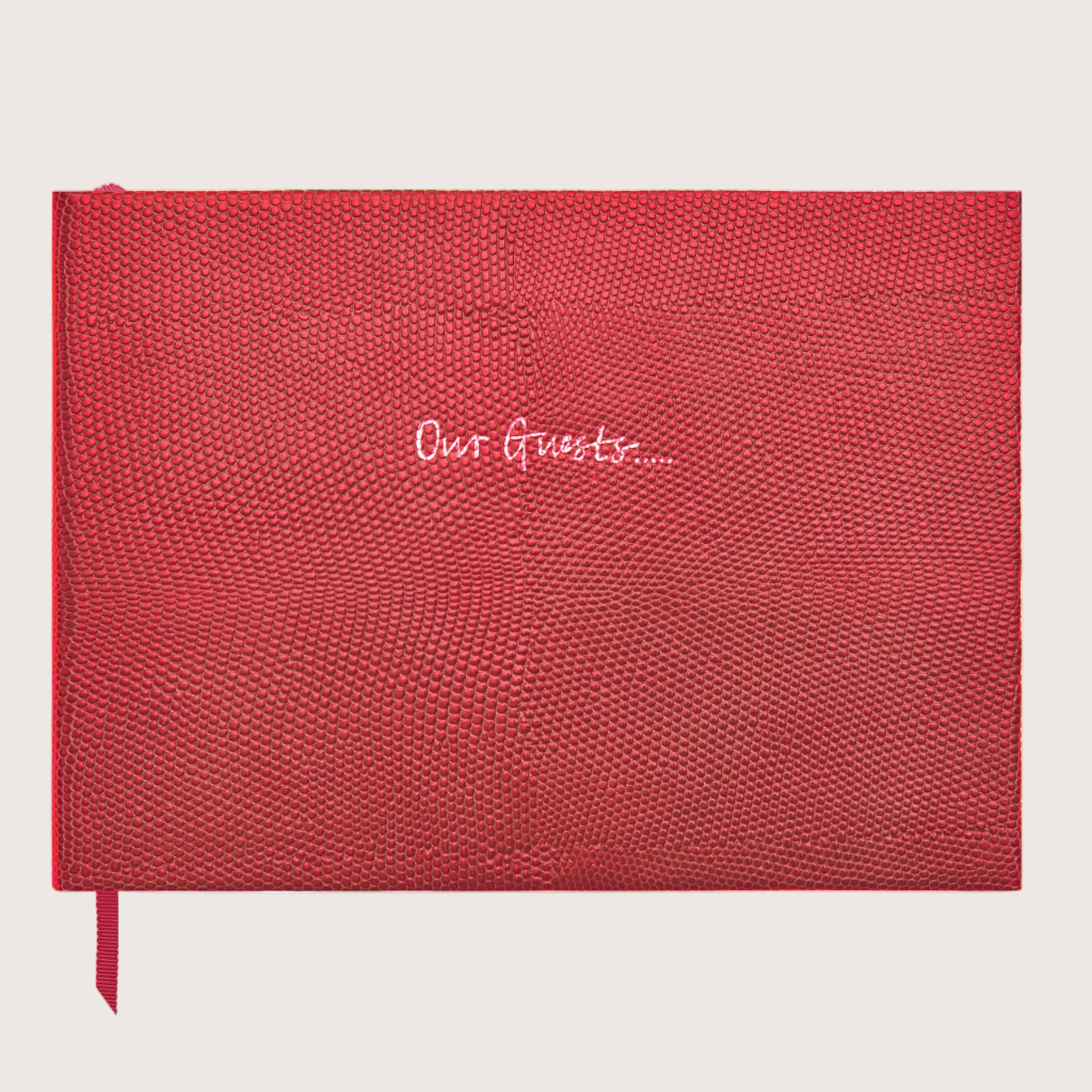 Guests Leather Book in Cherry Red Lizard