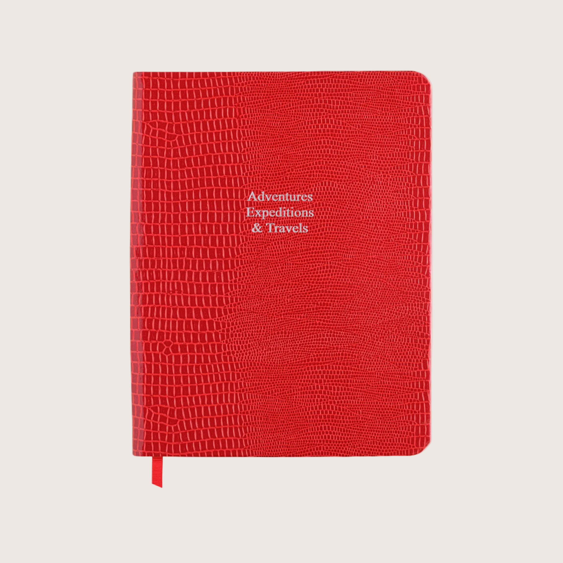 Midsize Ruled Pellaq Notebook in Chinese Red Iguana - Adventures Expeditions & Travels