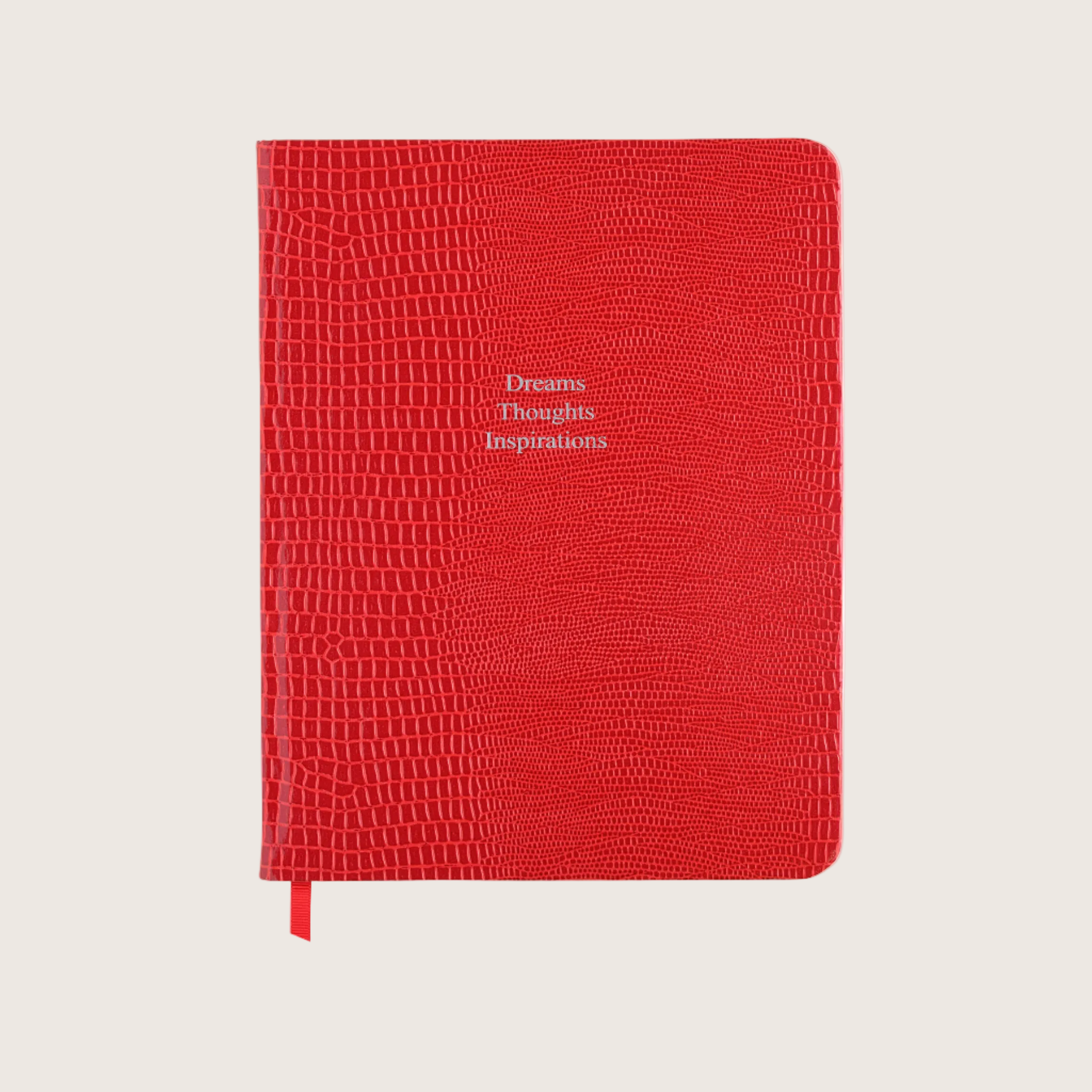 Midsize Ruled Pellaq Notebook in Chinese Red Iguana - Dreams Thoughts Inspirations