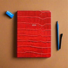 Load image into Gallery viewer, Midsize Belgravia Diary 2026 in Red Croc
