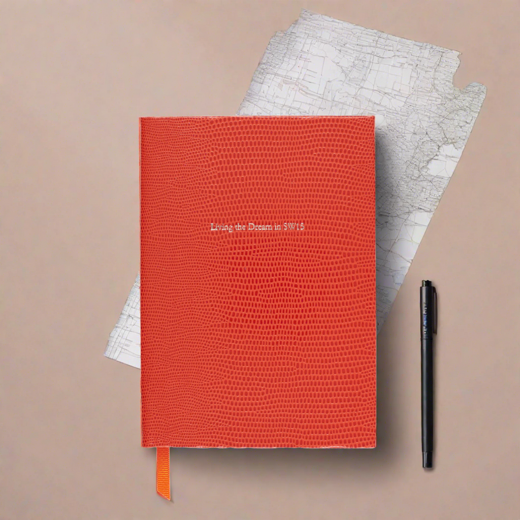 Small SW15 Pellaq Notebook in Flame Orange Lizard