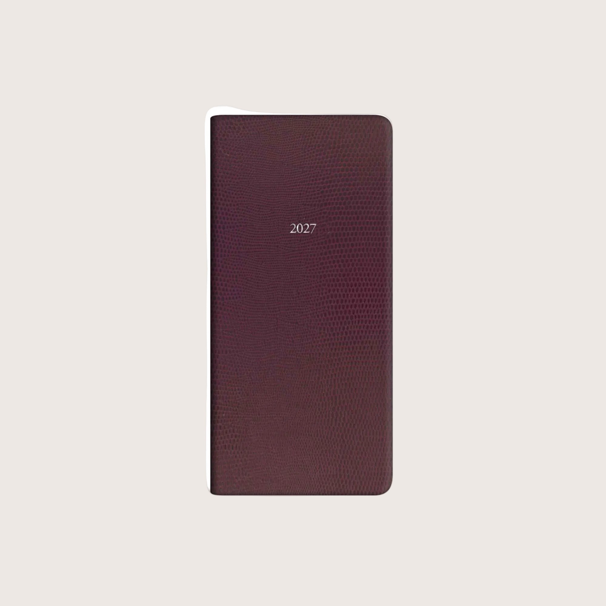 Slim Pocket Pellaq Belgravia Diary 2027 in Burgundy Lizard