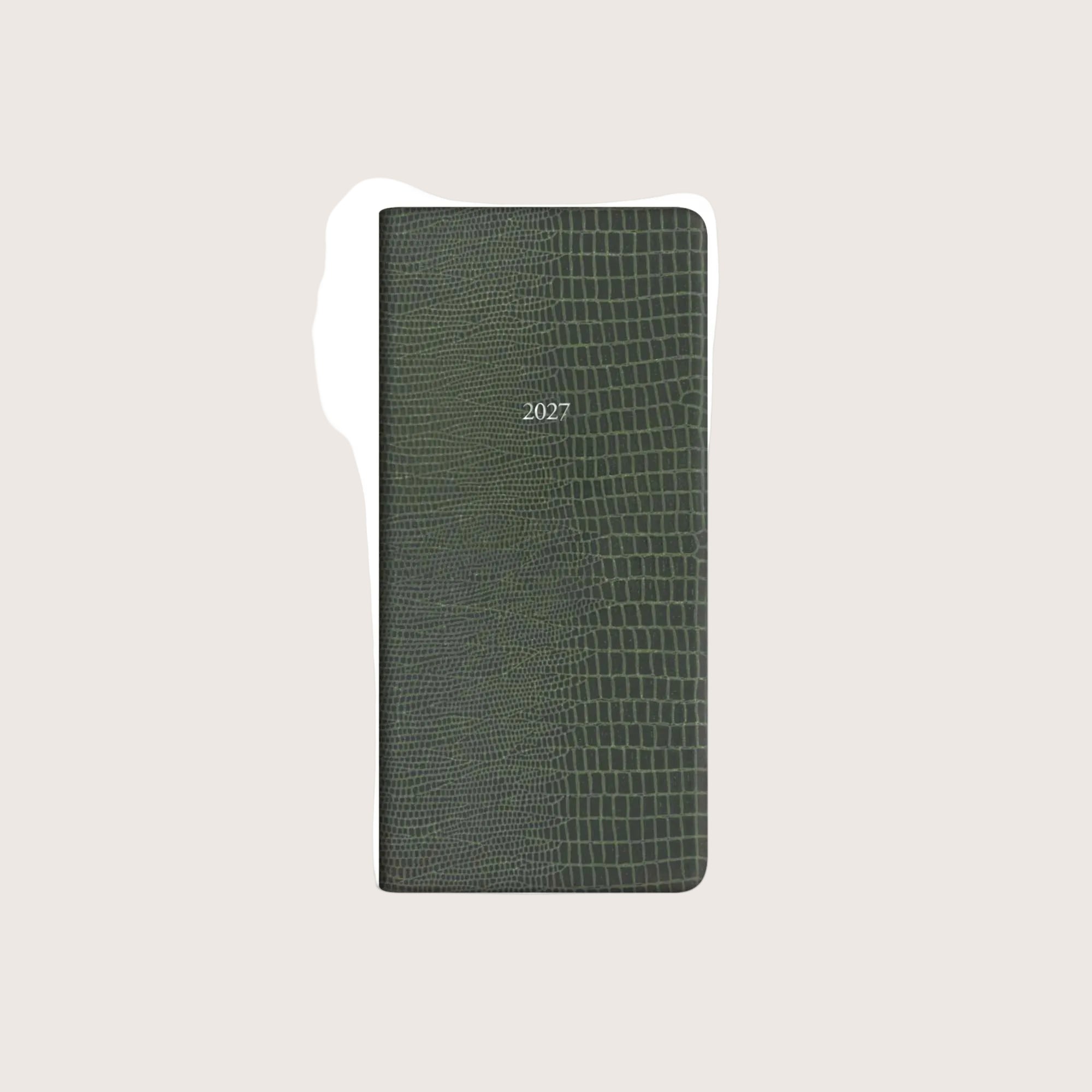 Slim Pocket Pellaq Belgravia Diary 2027 in Khaki Iguana