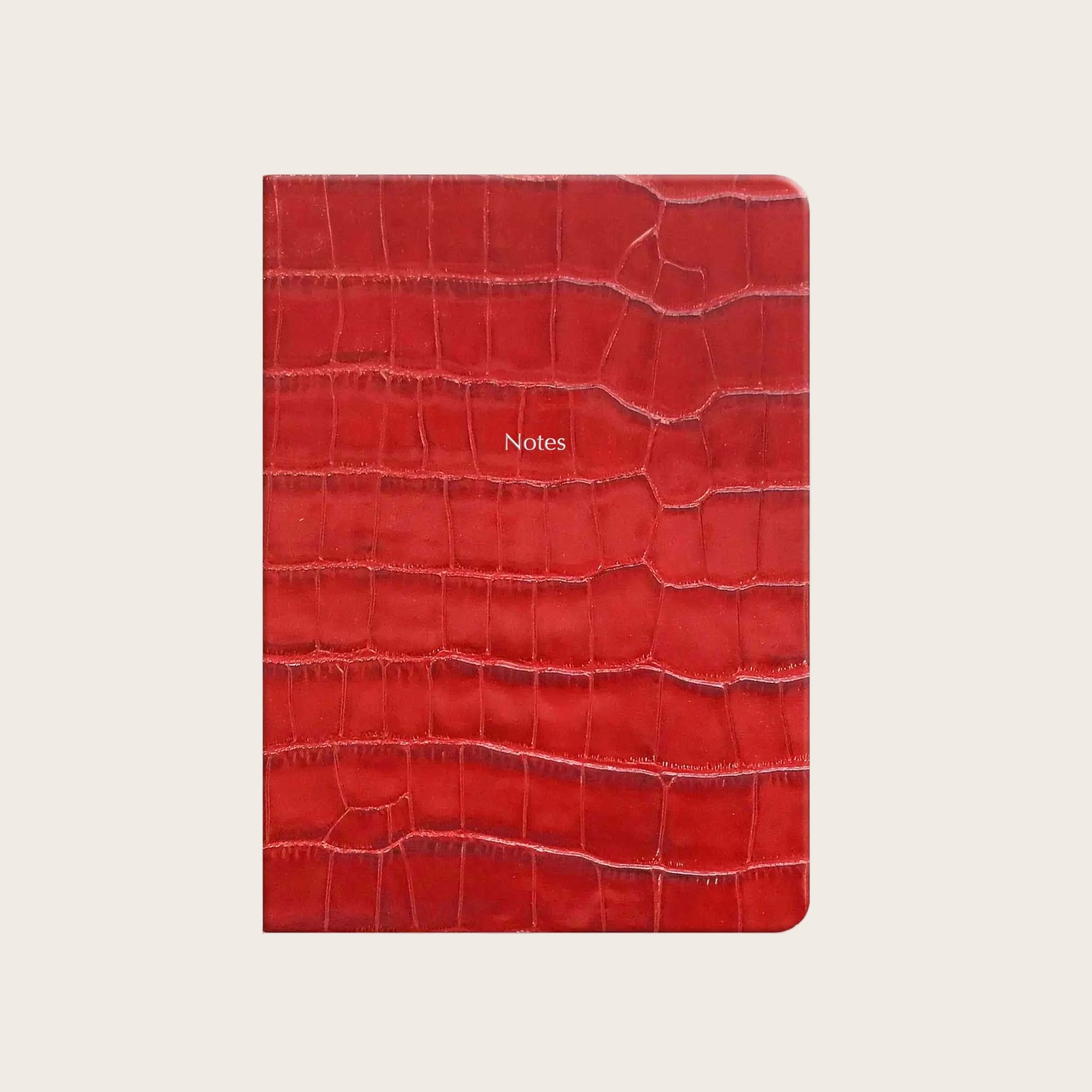 Midsize Ruled Leather Notebook in Spiced Jam Croc