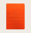 Large Ruled Leather Notebook in Tangerine Orange