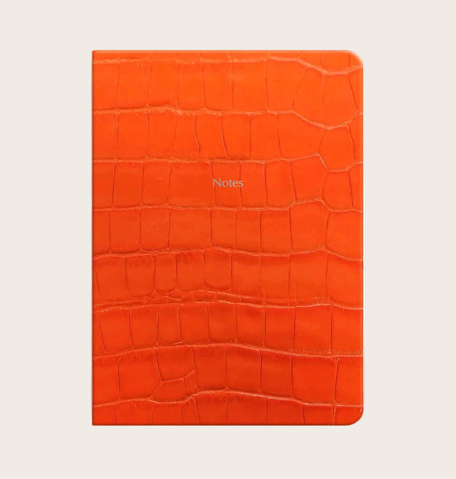 Large Ruled Leather Notebook in Tangerine Orange