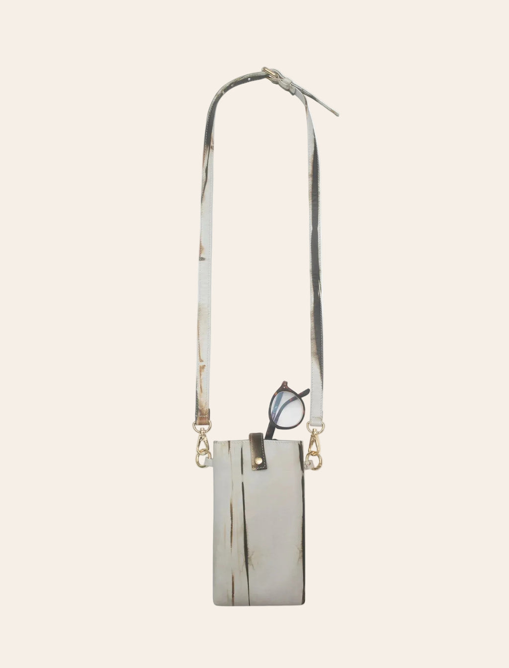 Leather Phone Crossbody Pouch in Tie Dye
