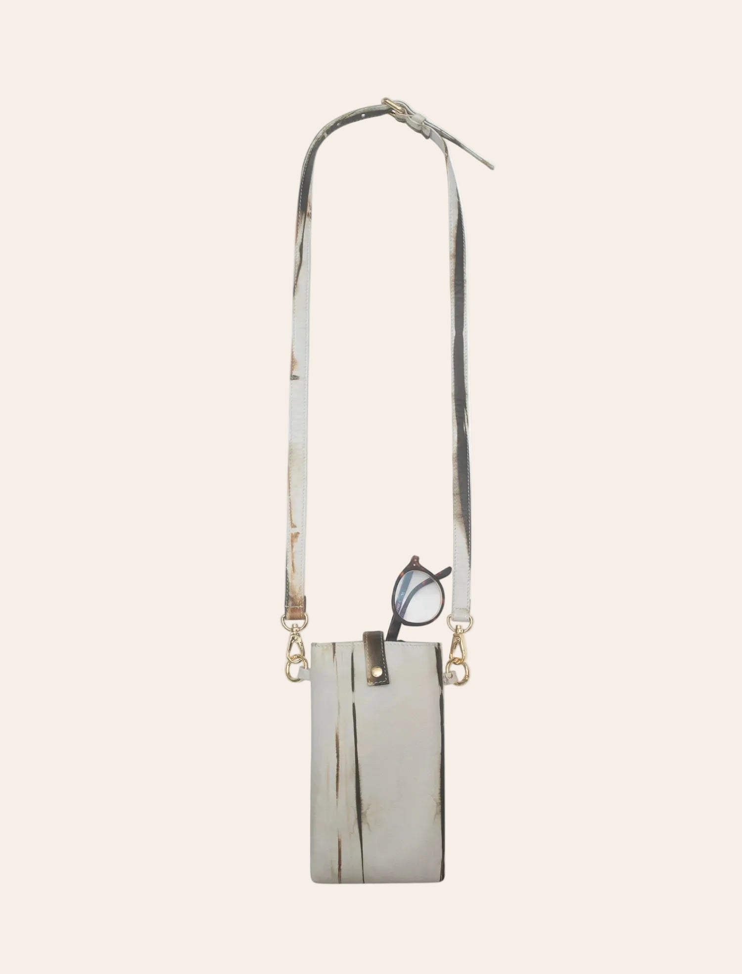 Leather Phone Crossbody Pouch in Tie Dye