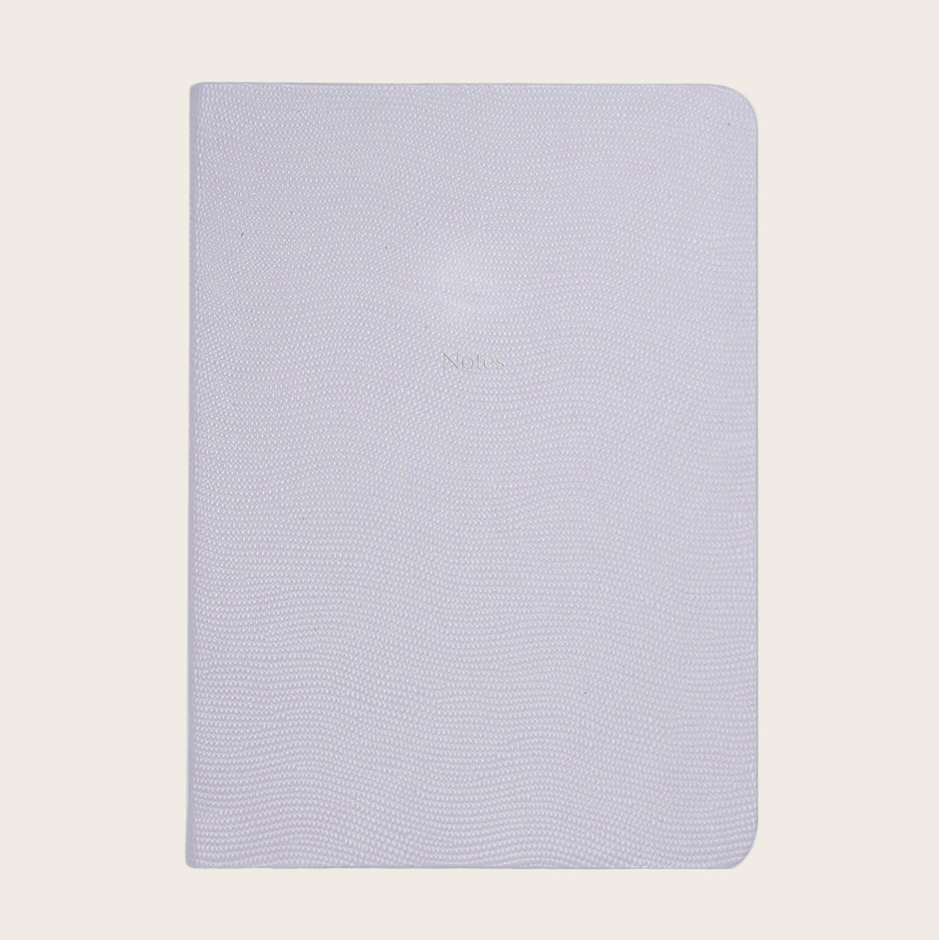 Large Ruled Leather Notebook in Lilac Lizard