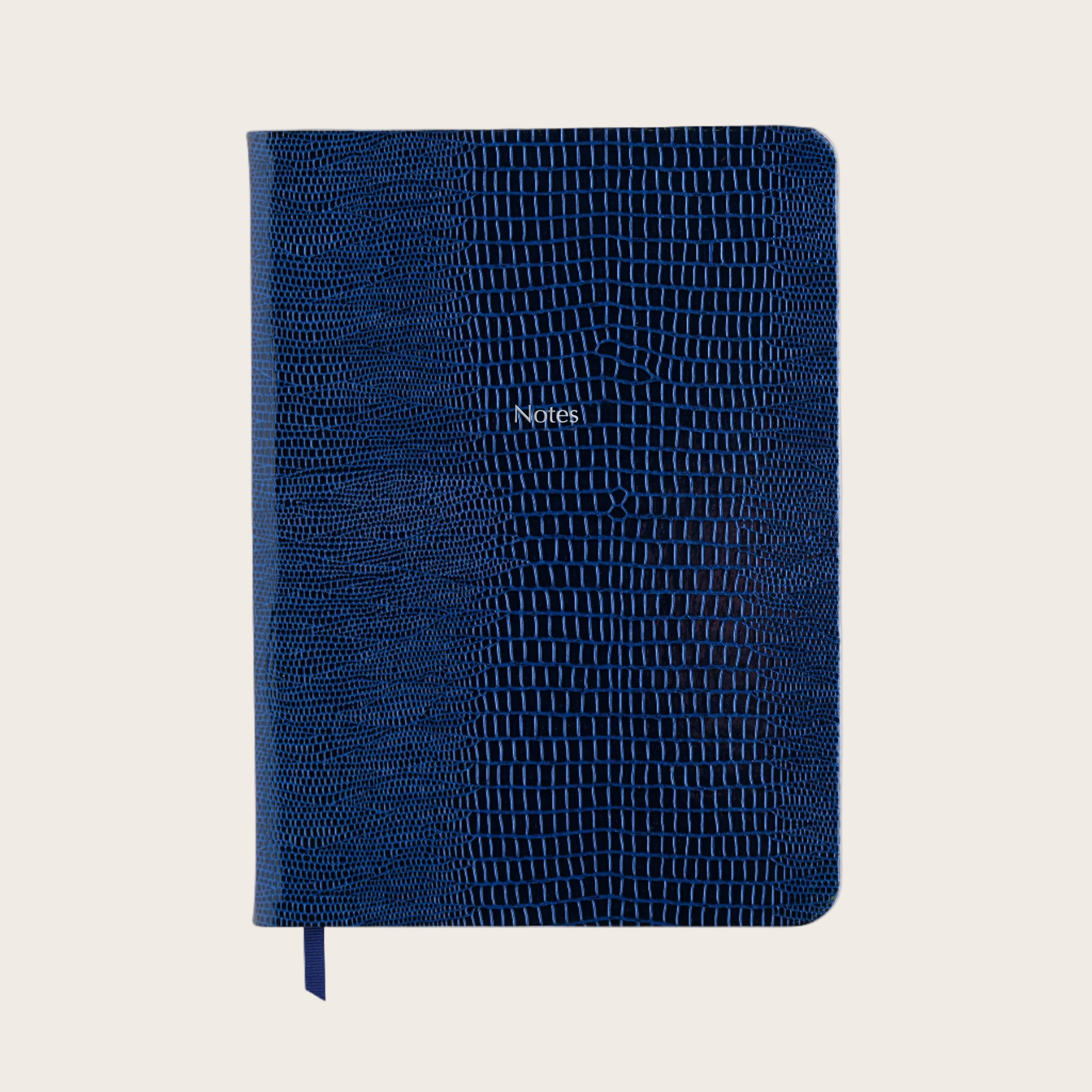 Midsize Ruled Pellaq Notebook in Marine Blue Iguana