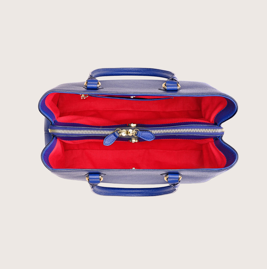 The Maja Leather Tote Bag in Blue Mare