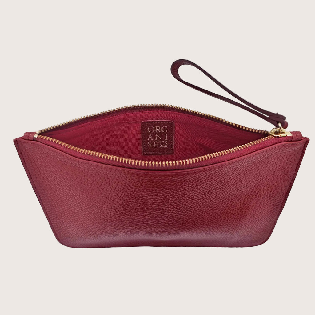 Sloane Leather Pouch in Dark Red