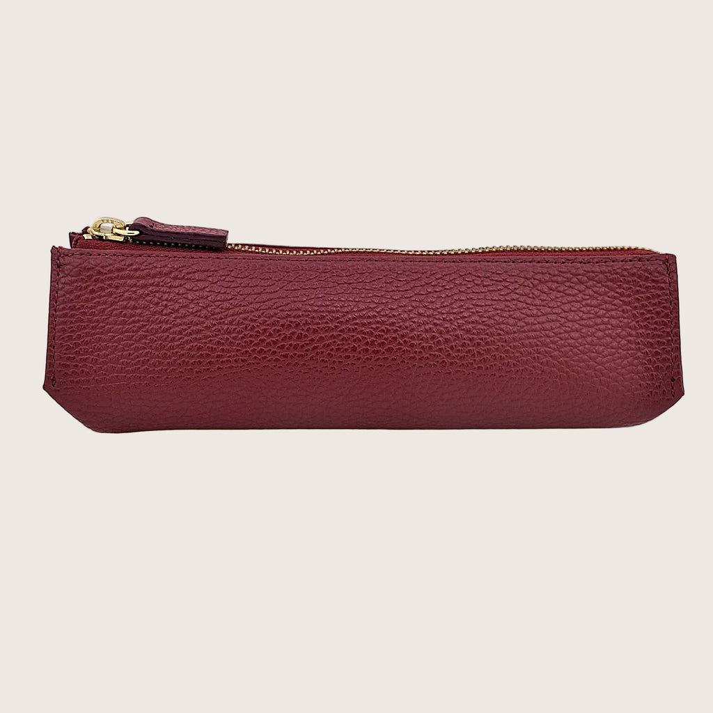 Henrietta Leather Pencil Case in Dark Red