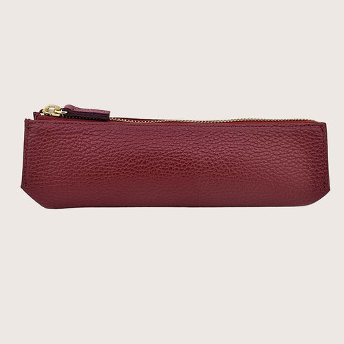 Henrietta Leather Pencil Case in Dark Red