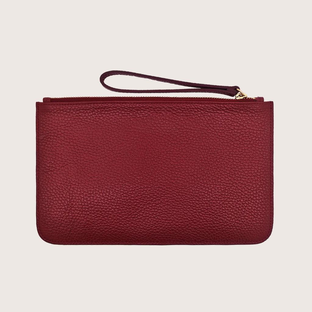 Sloane Leather Pouch in Dark Red