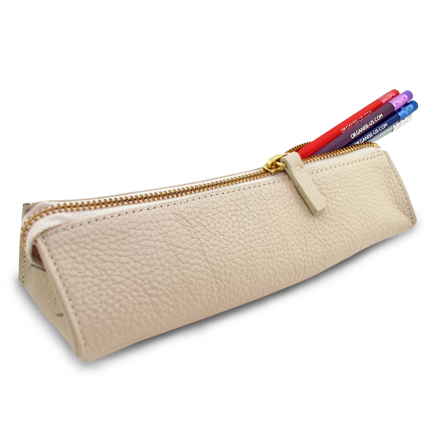 Henrietta Leather Pencil Case in Cream