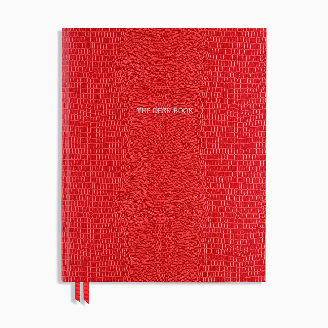 The Desk Book in Chinese Red Iguana- Feint ruled