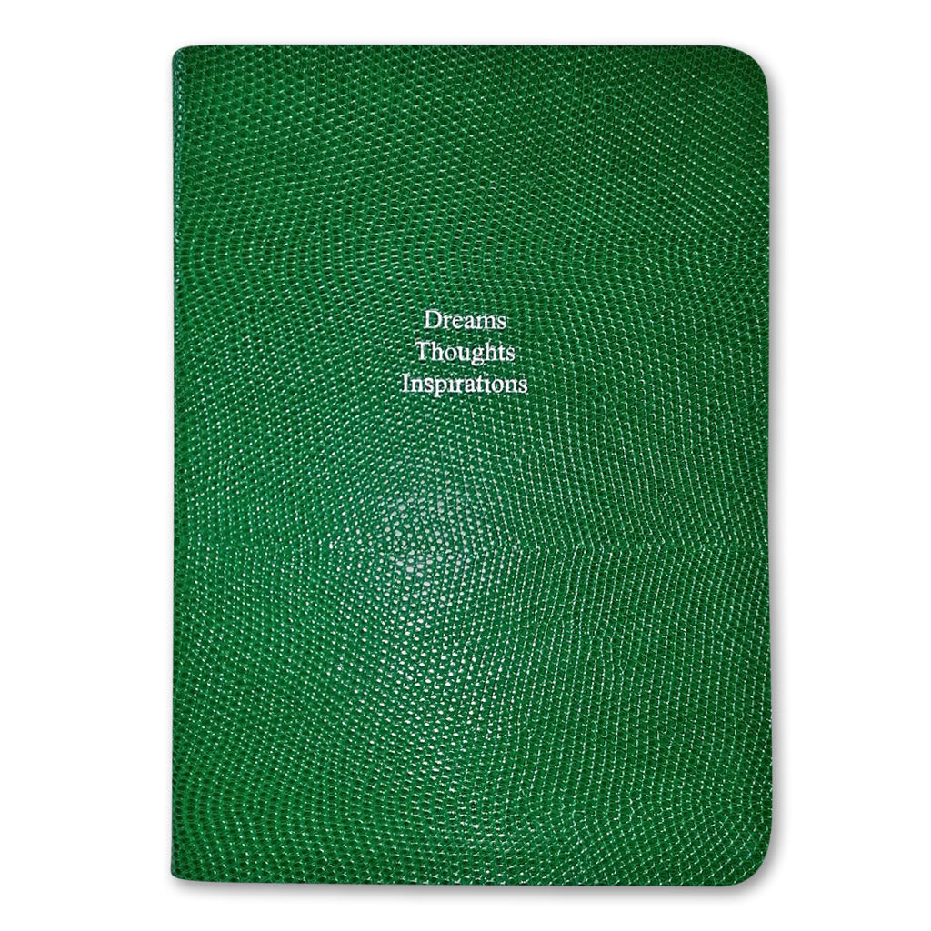 Dreams, Thoughts & Inspiration - Midsize in Emerald Green lizard- Feint ruled