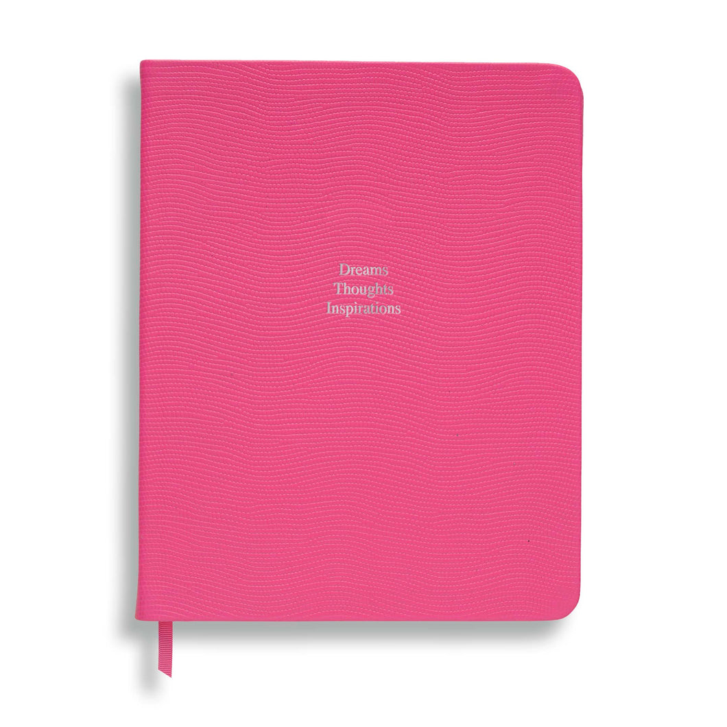 Dreams Thoughts Inspirations - Large in  Peony Pink lizard- Feint ruled