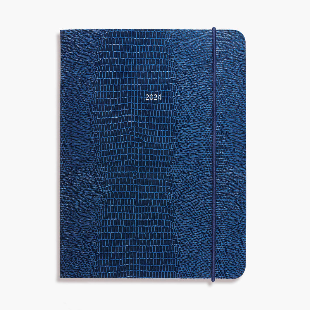 Large Belgravia Diary 2024 in Marine Blue Iguana