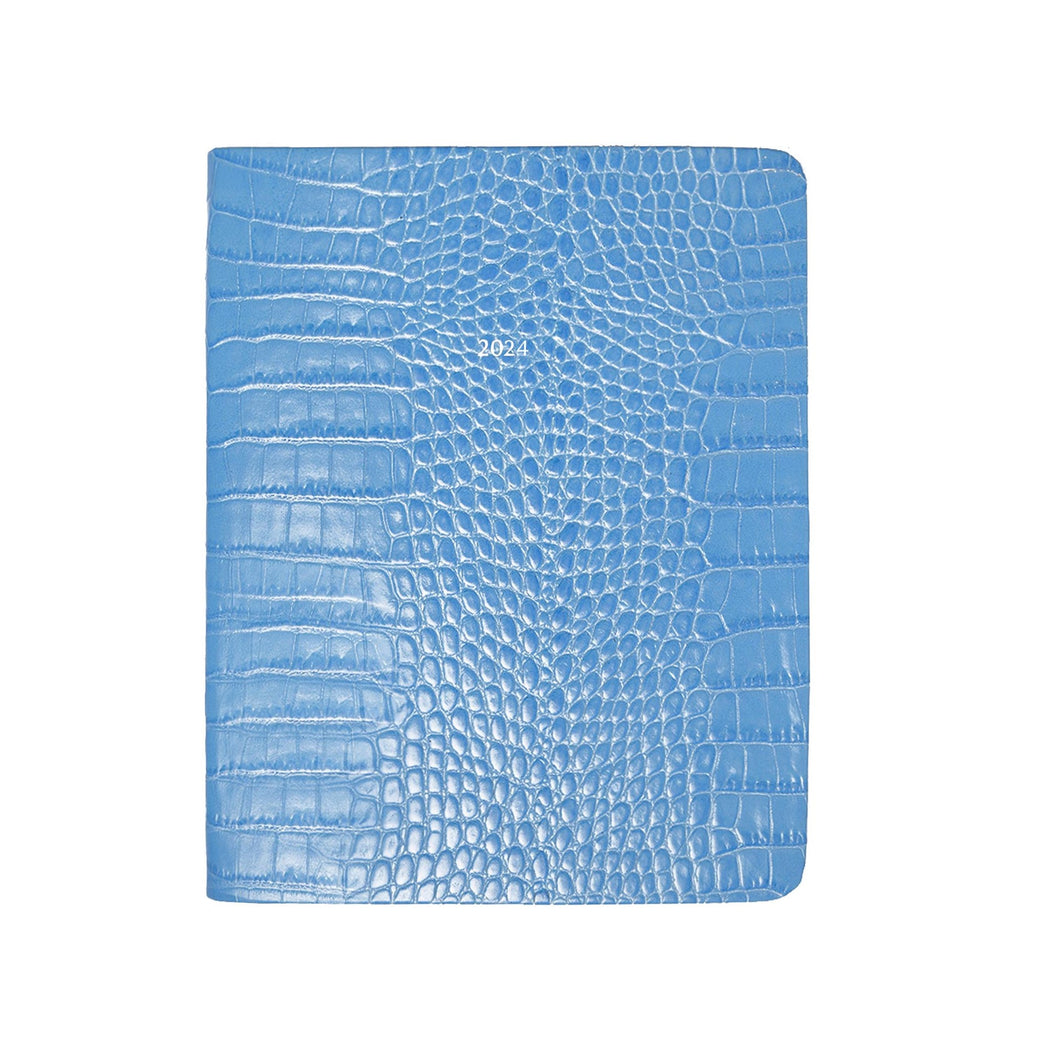 Large Belgravia Diary 2024 in Sky Blue Croc - LIMITED STOCK