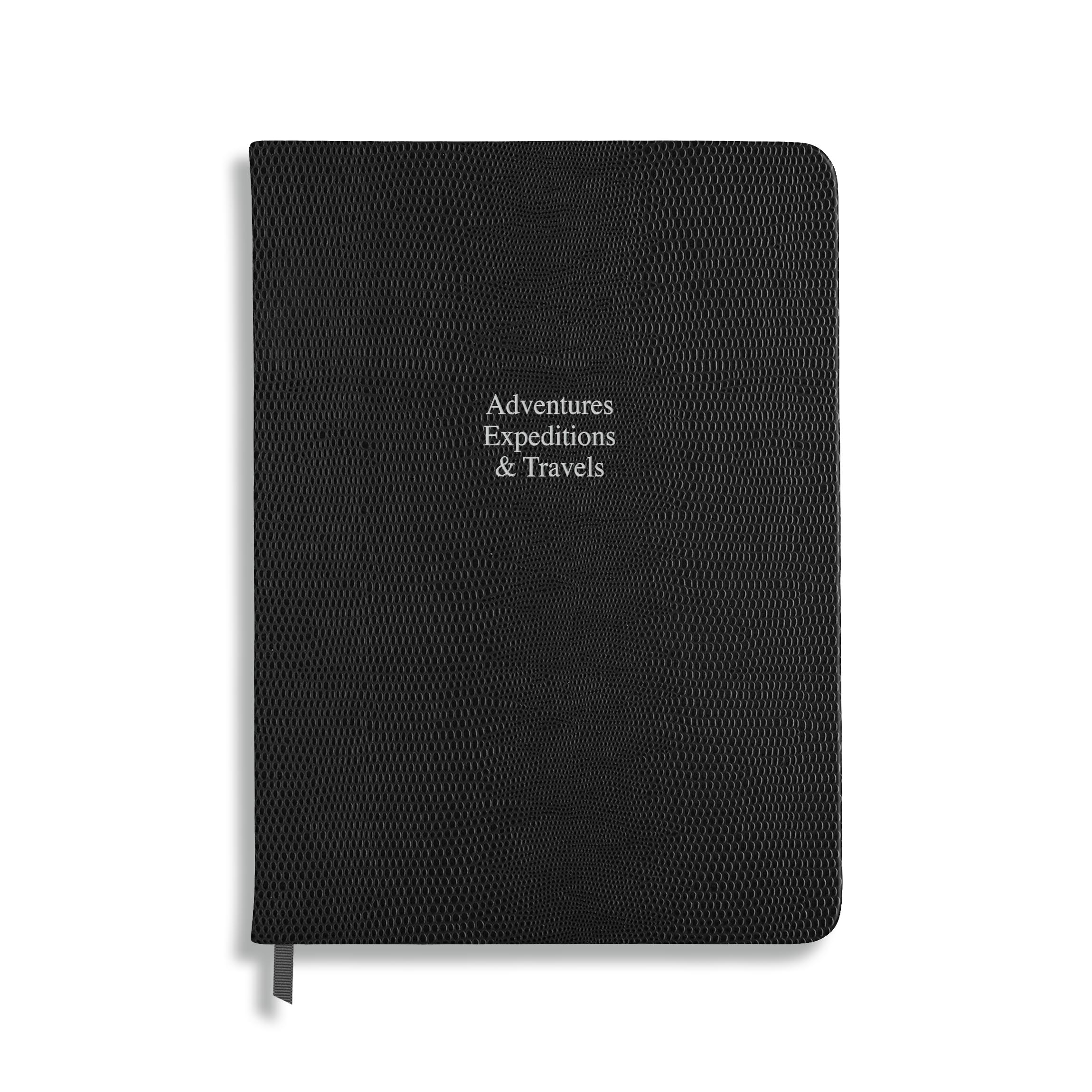 Adventures Expeditions & Travels Midsize in Black lizard - Feint ruled
