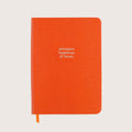 Midsize Ruled Leather Notebook in Clementine Orange Lizard - Adventures Expeditions & Travels