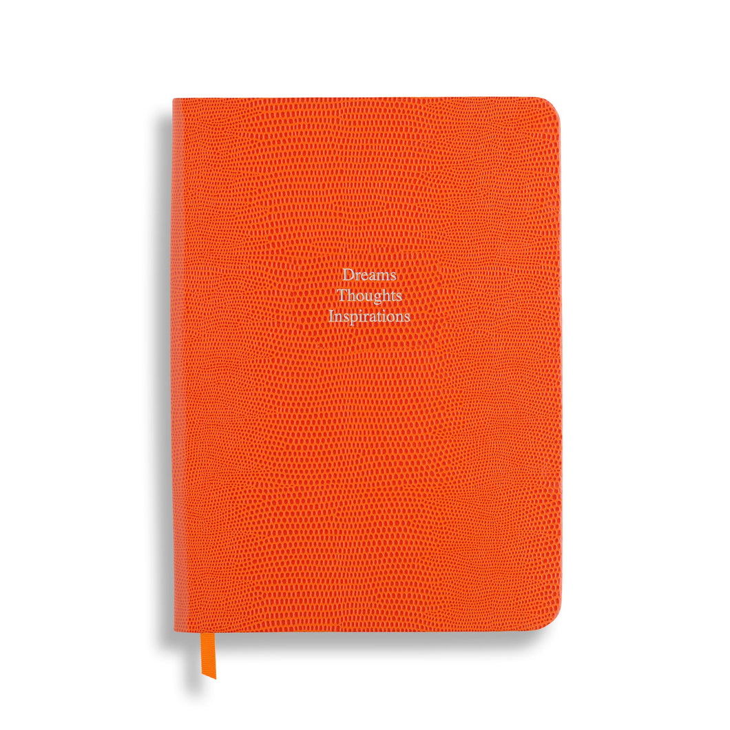 Dreams, Thoughts & Inspiration - Midsize in Clementine Orange lizard- Feint ruled