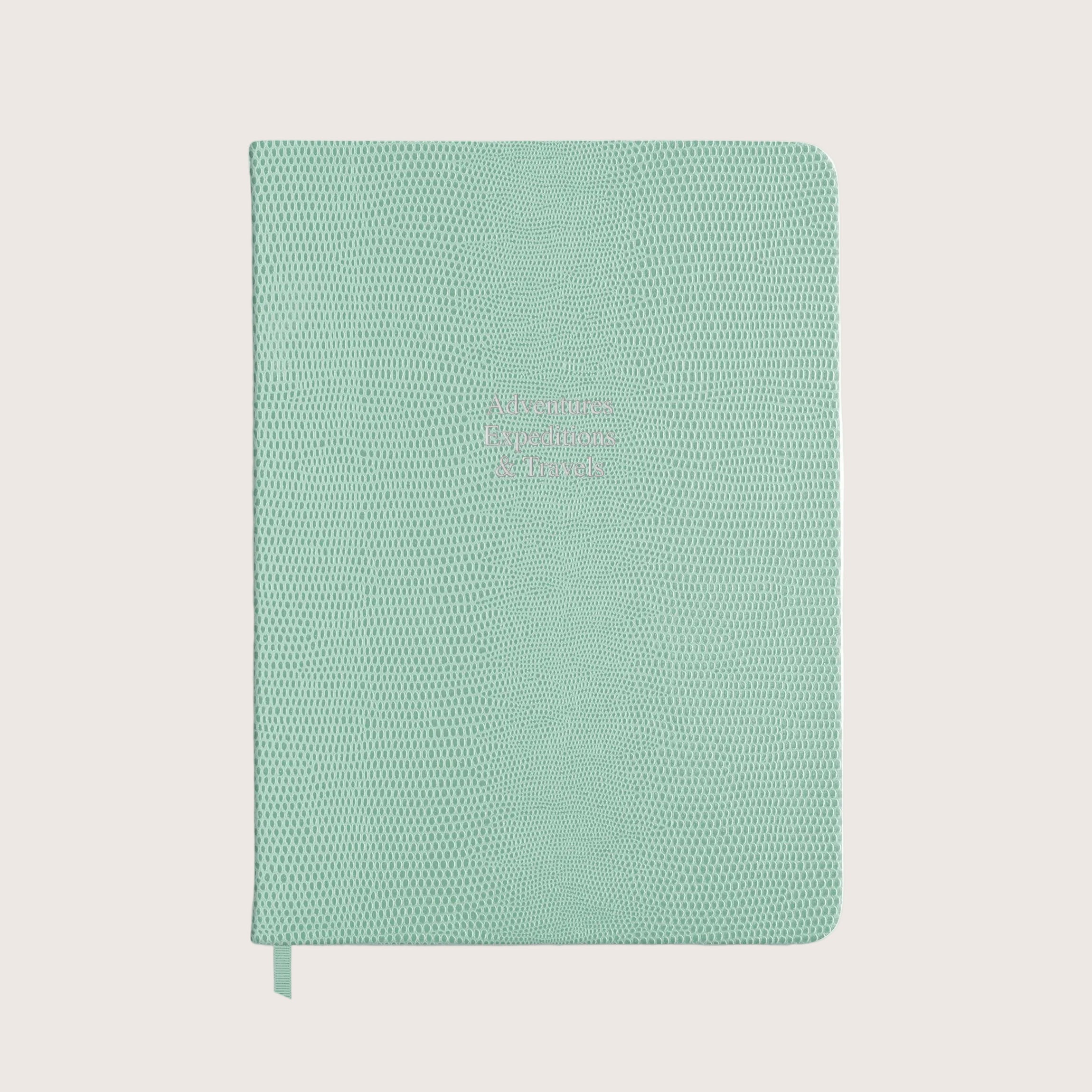 Midsize Ruled Pellaq Notebook in Mint Green Lizard - Adventures Expeditions & Travels
