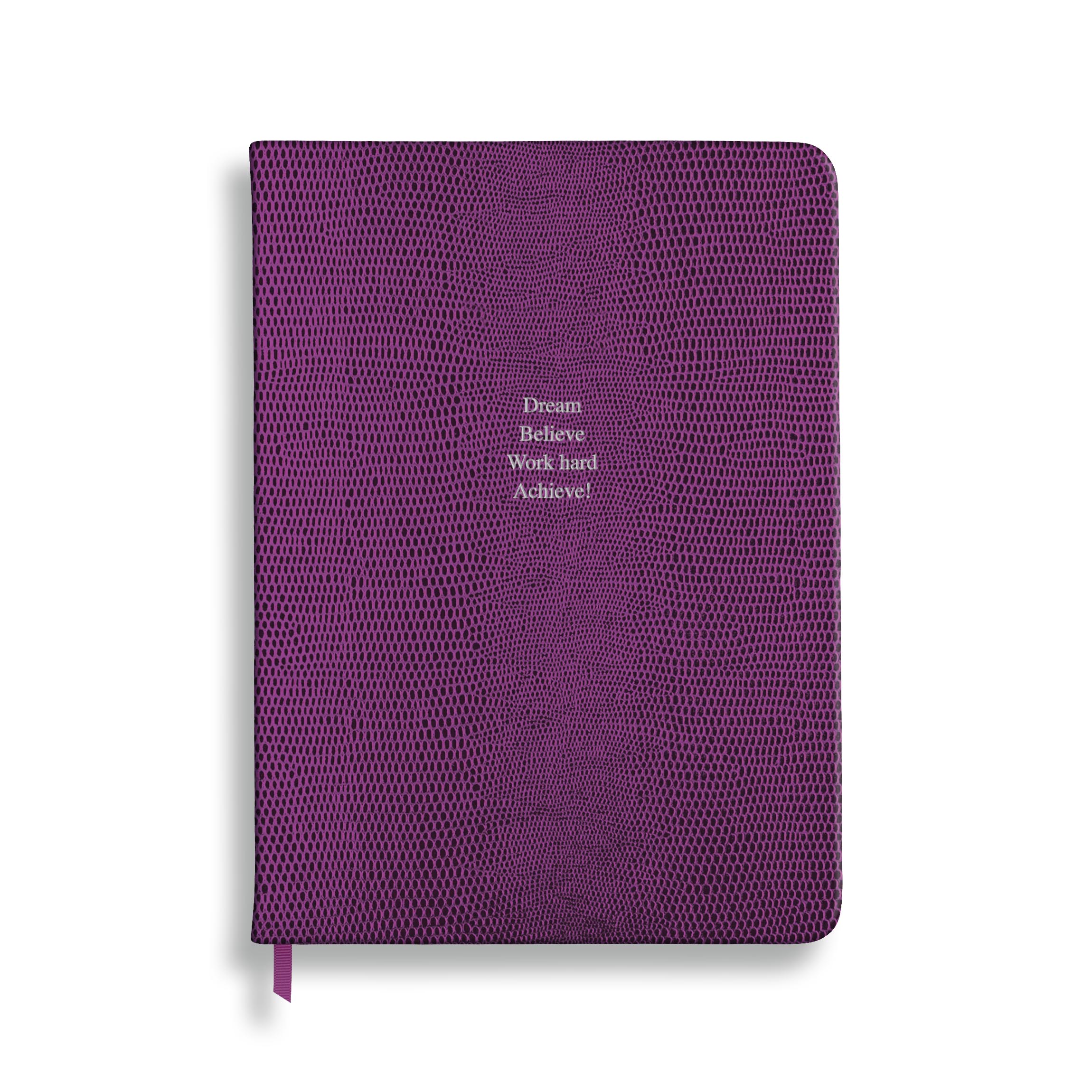 Dream Believe Work hard Achieve! - Midsize in Mulberry lizard - Feint ruled