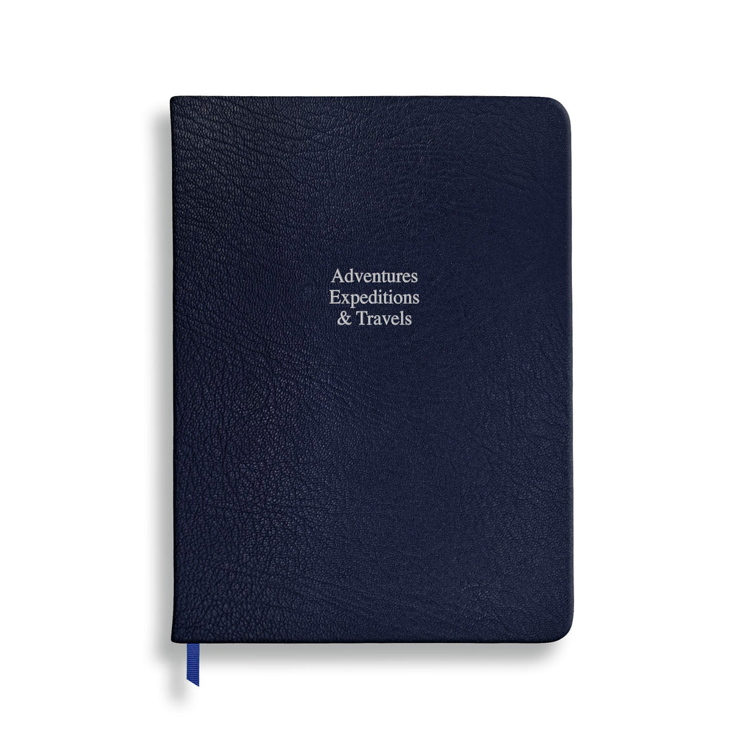 Adventures, Expeditions & Travels - Midsize in Navy Goatskin - Feint ruled