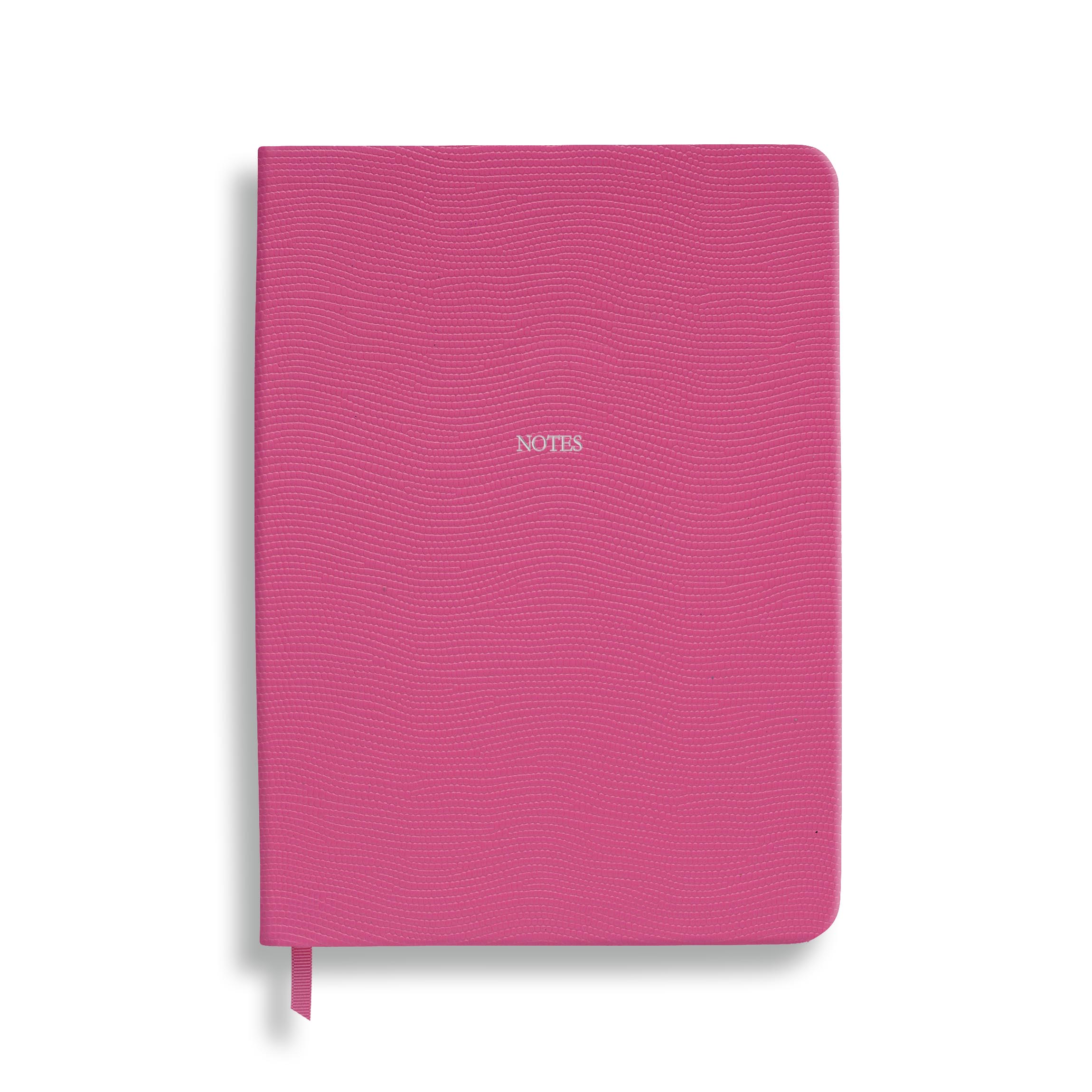 Midsize Notes in Peony Pink lizard- Feint ruled