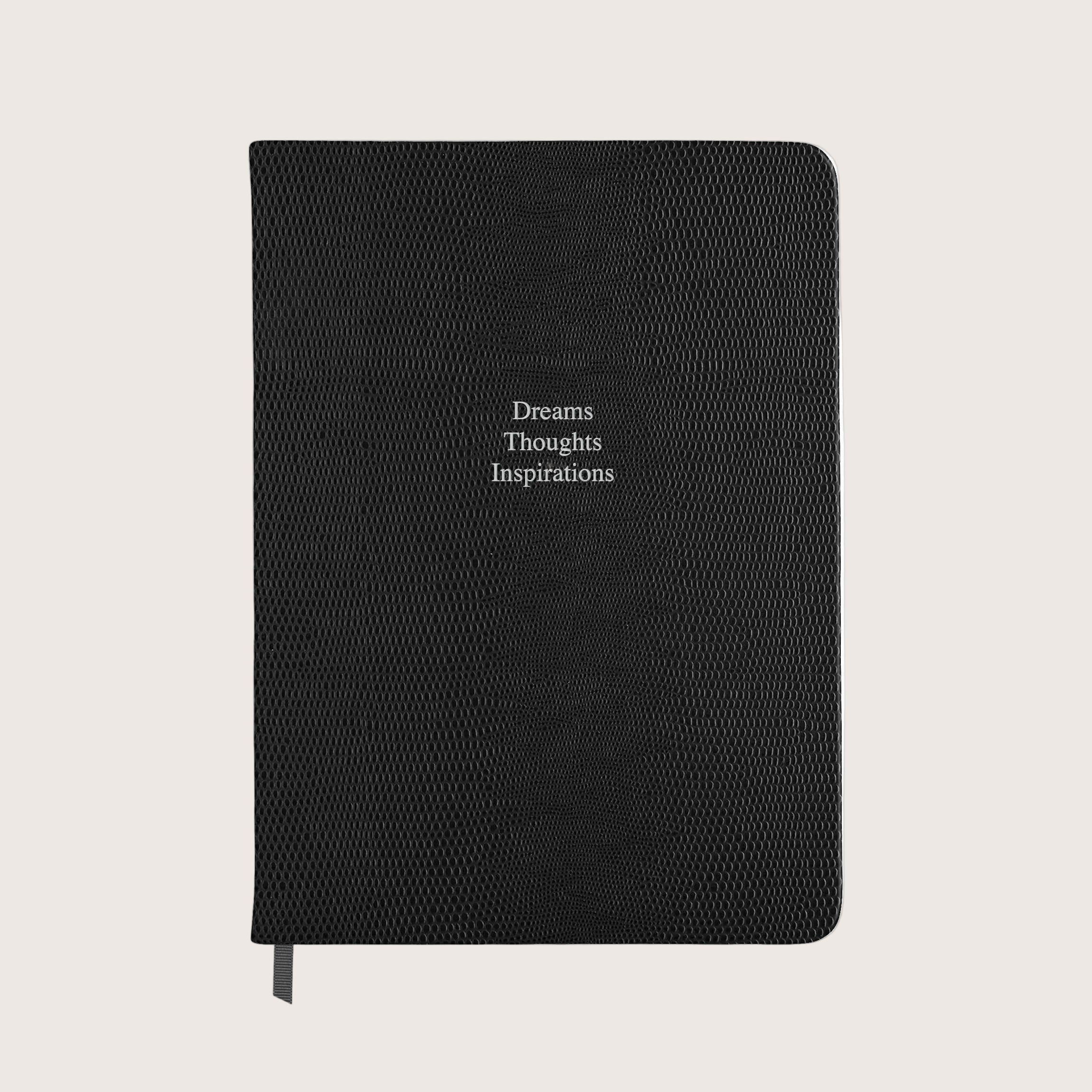 Midsize Ruled Pellaq Notebook in Black Lizard - Dreams Thoughts Inspirations
