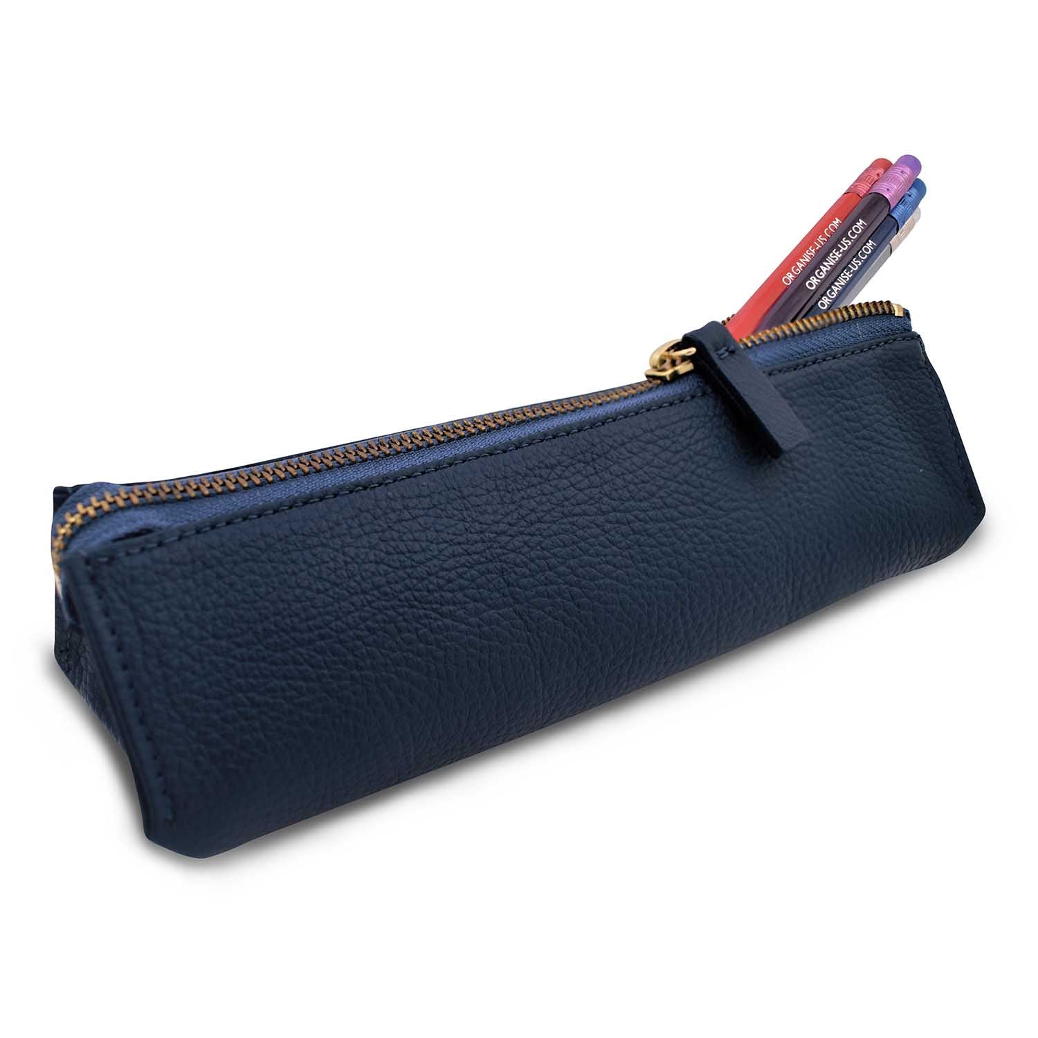 Henrietta Leather Pencil Case in Blue