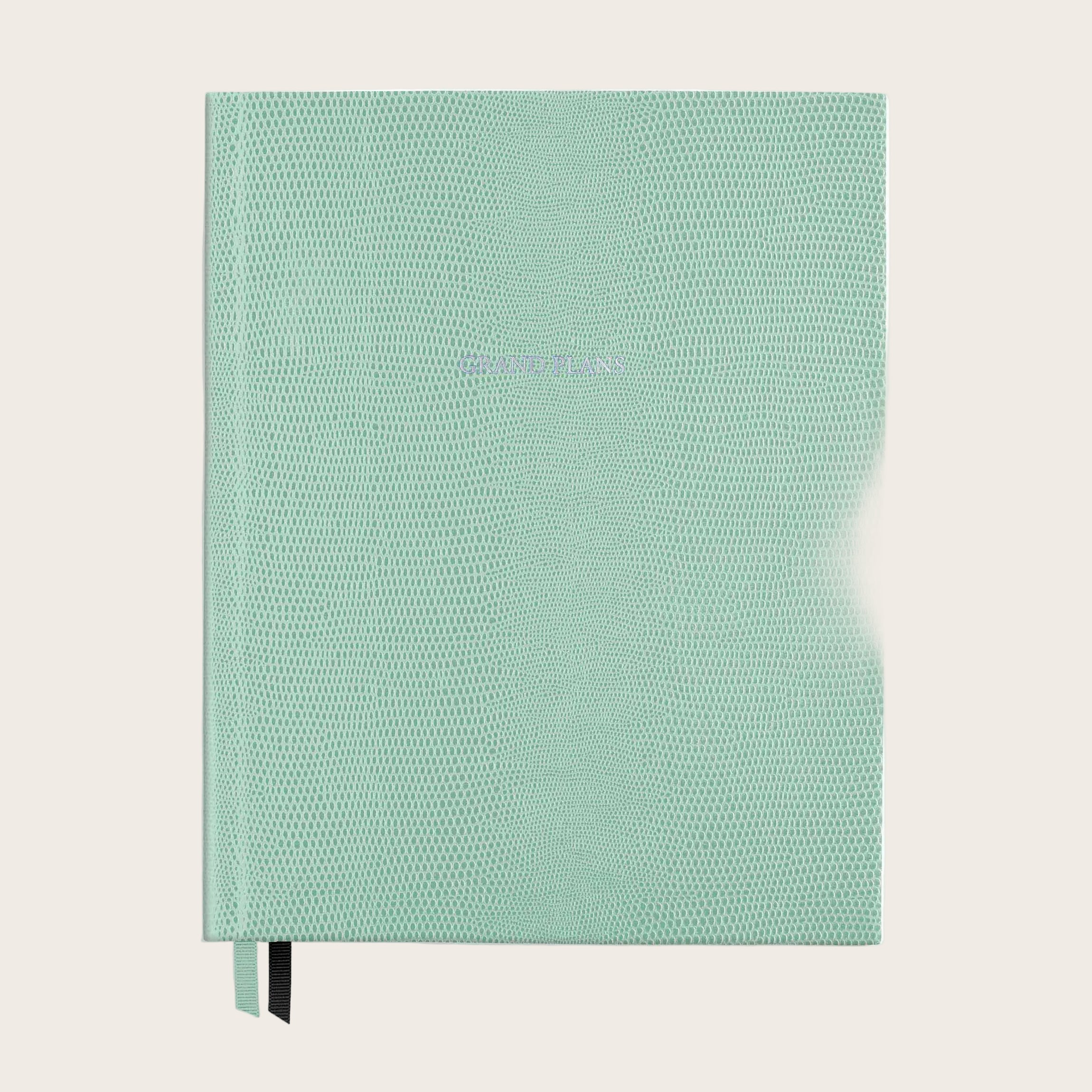 The Grand Plans Leather Notebook in Mint Green Lizard Pellaq