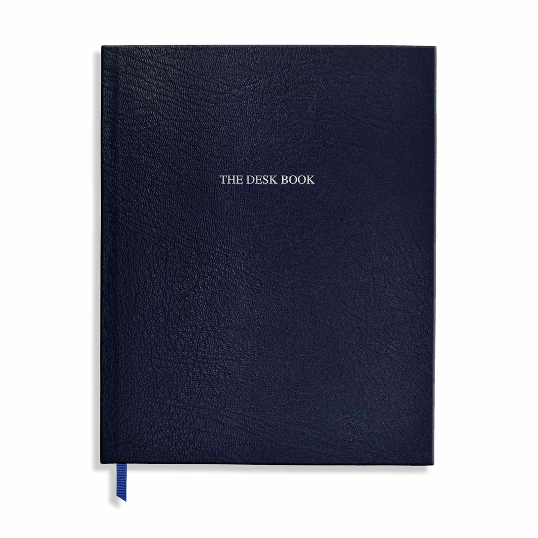The Desk Book in Navy Blue Goatskin - Feint ruled