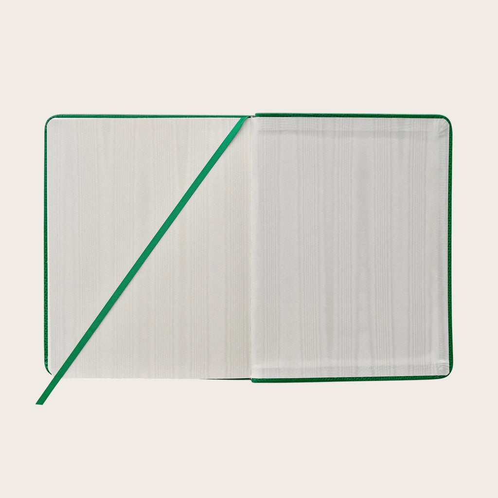 Midsize Ruled Leather Notebook in Emerald Green Lizard