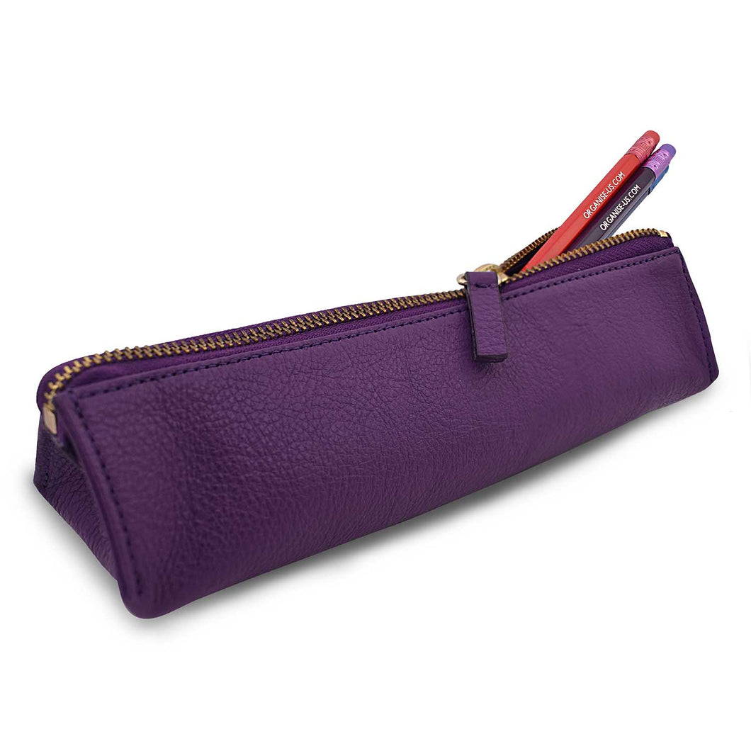 Henrietta Pencil case in Purple Leather