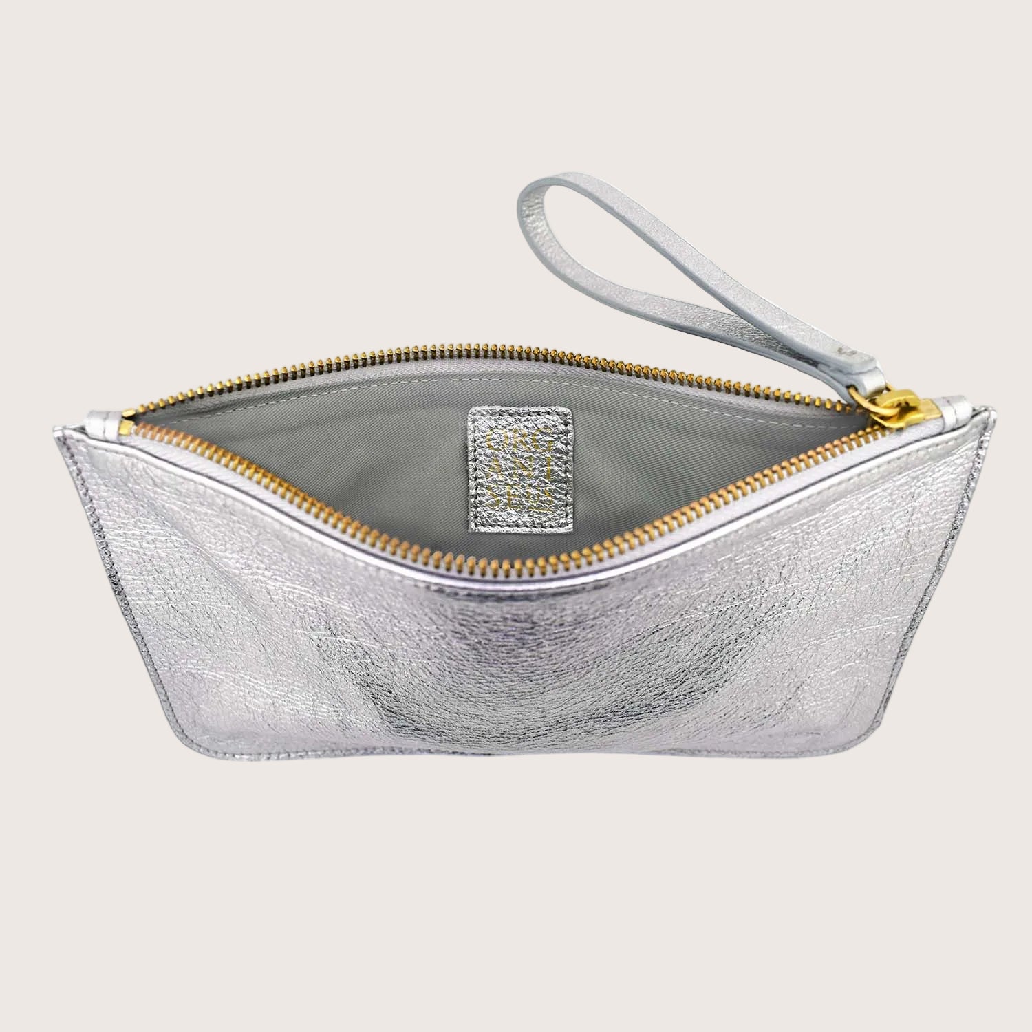Sloane Leather Pouch in Silver