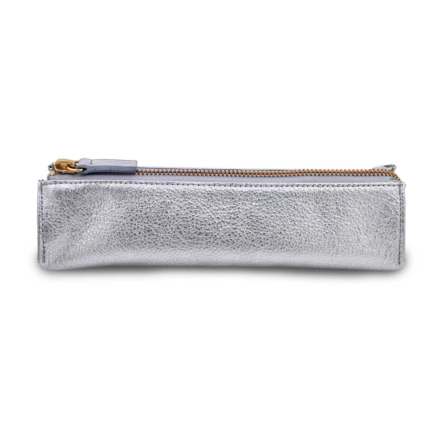 Henrietta Leather Pencil Case in Silver