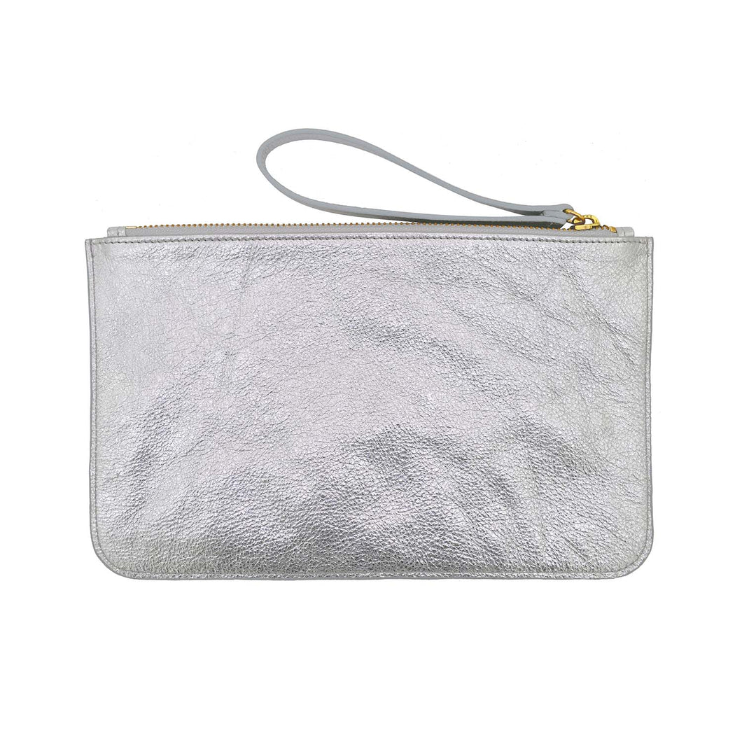 Sloane Pouch in Silver Leather