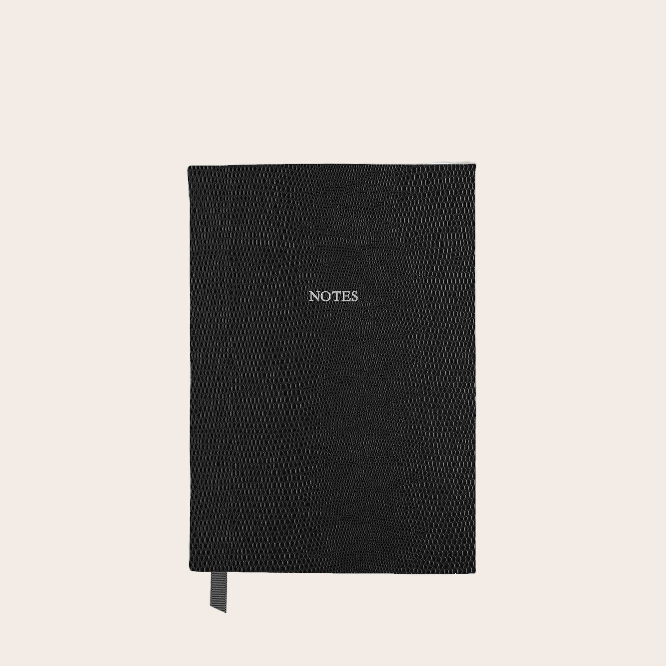 Small Ruled Pellaq Notebook in Black Lizard