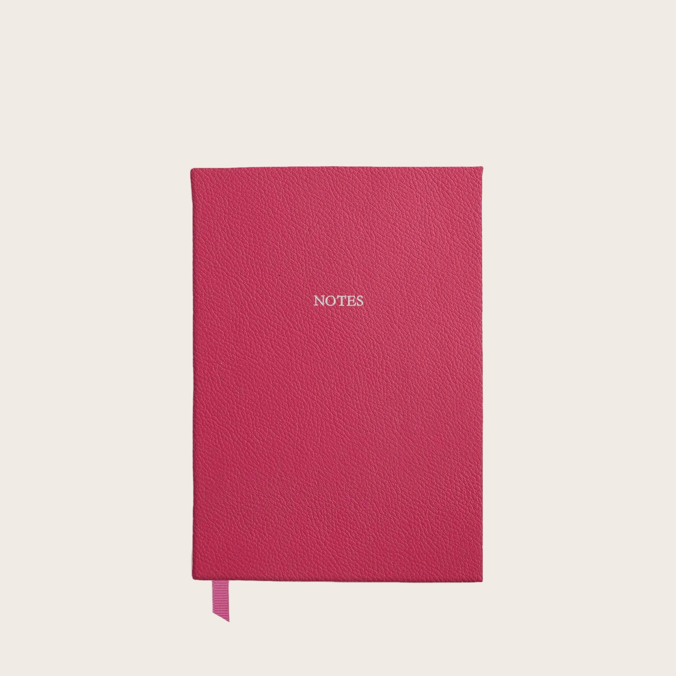 Small Ruled Leather Notebook in Bubblegum Pink Calfskin