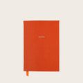 Small Ruled Leather Notebook in Clementine Orange Lizard