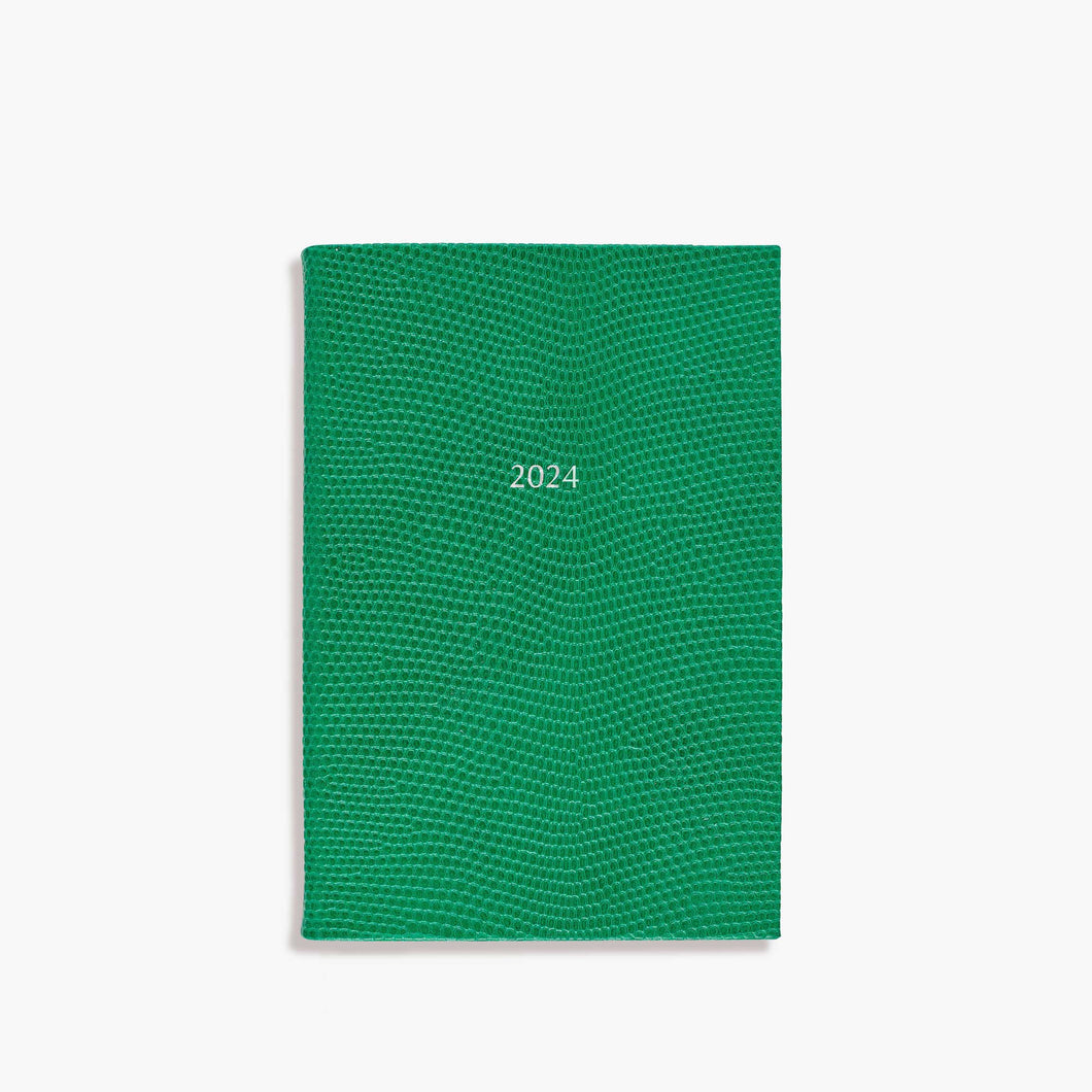 Small Belgravia Diary 2024 in Emerald Green Lizard